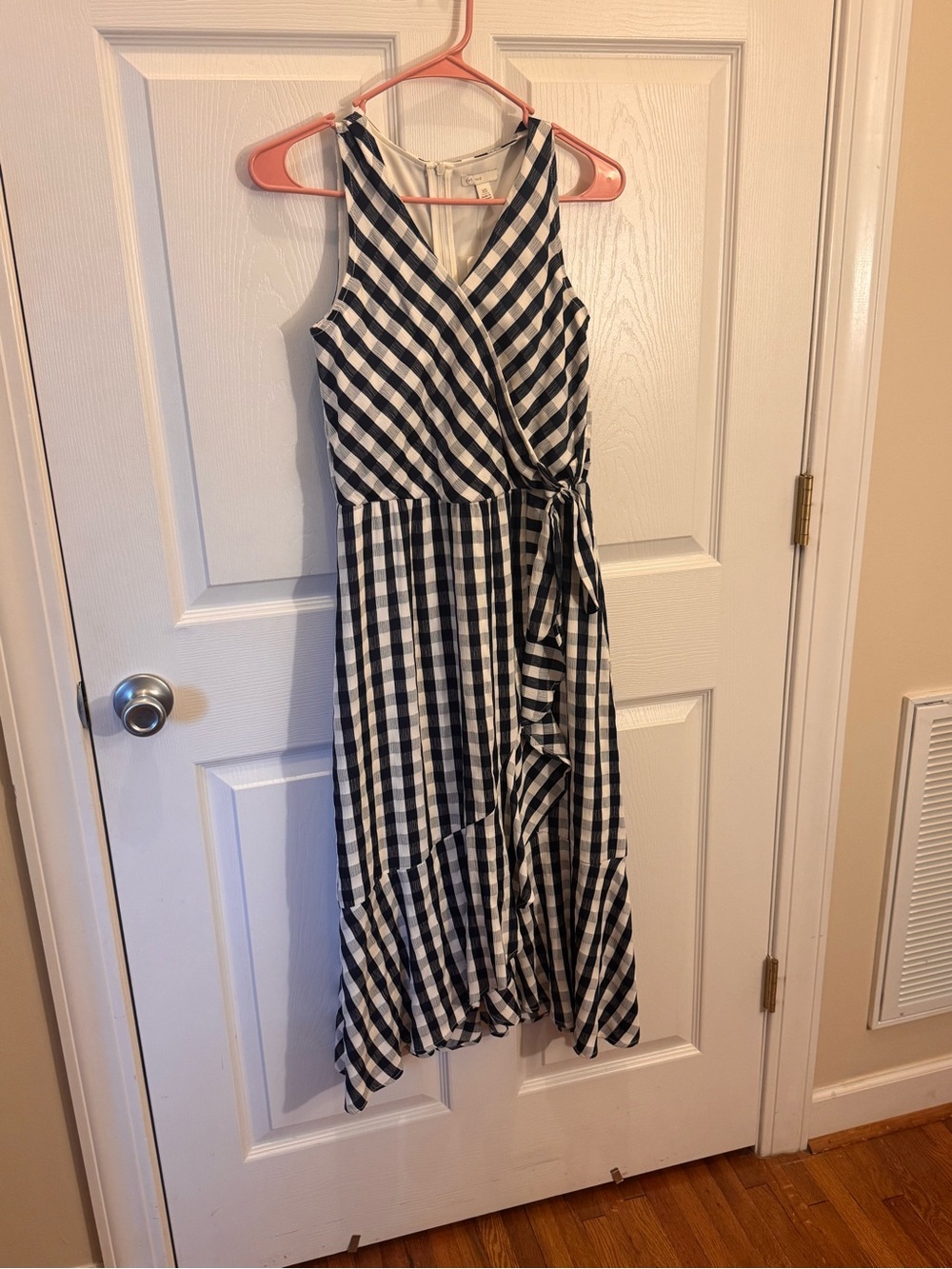Cato Black & White Gingham Midi Wrap Dress